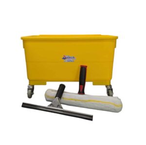 KIT SEAU DE LAVAGE DE VITRE AVEC RACLOIR ET MOUILLEUR 14"
